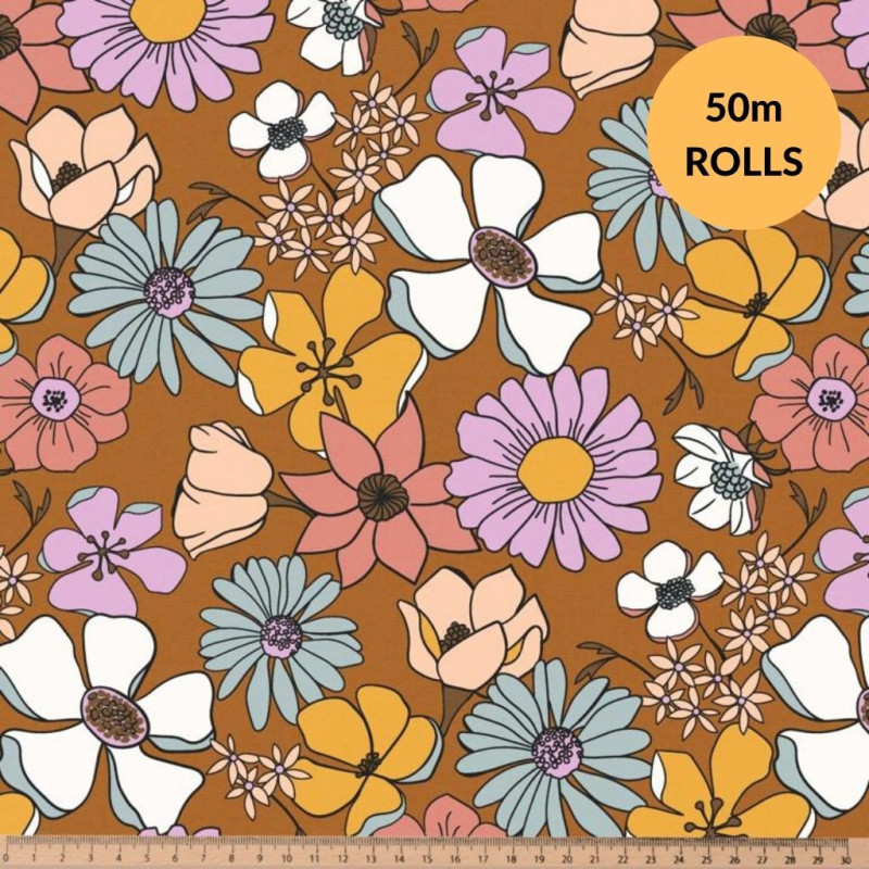 Popelina estampada LYSMEE Toffee / Multicolor vintage